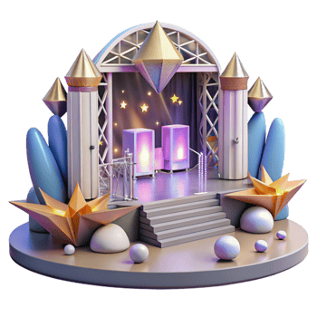 magnificent minimalist Concert Stage with Security Barriers Isolated for Safety Illustrations exclusive png