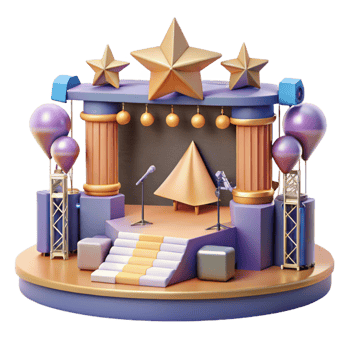 stunning modern Concert Stage with Signage and Directions Isolated for Wayfinding professional png