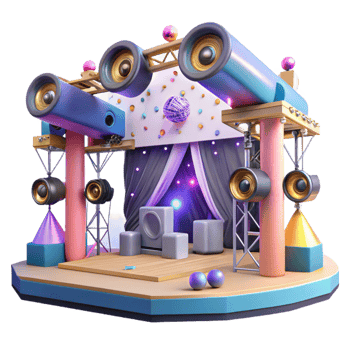 elegant creative Concert Stage with Security Barriers Isolated for Safety Illustrations png