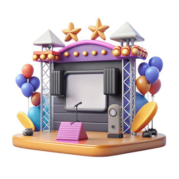 magnificent creative Concert Stage with Signage and Directions Isolated for Wayfinding original png