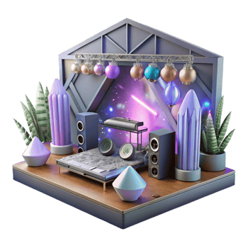 stunning creative Concert Stage with Sound Mixer Console Cutout for Live Music Production premium png