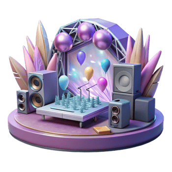 serene minimalist Concert Stage with Sound Mixer Console Cutout for Live Music Production original png
