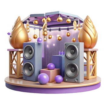 elegant rustic Concert Stage with Sound Mixer Console Cutout for Live Music Production premium png