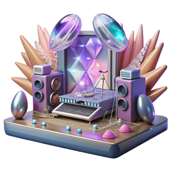 serene abstract Concert Stage with Sound Mixer Console Cutout for Live Music Production exclusive png