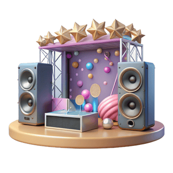 beautiful traditional Concert Stage with Sound Mixer Console Cutout for Live Music Production high resolution png
