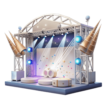 vibrant vintage Concert Stage with Spotlights and Beams Isolated for Lighting Design authentic png