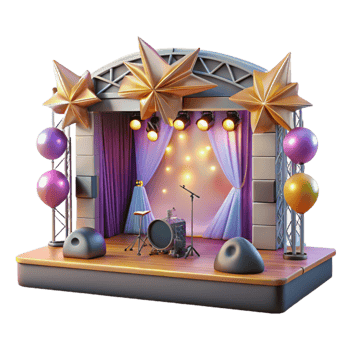 magnificent creative Concert Stage with Stage Manager Desk Isolated for Backstage Operations premium png