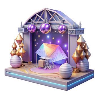 serene traditional Concert Stage with Stage Manager Desk Isolated for Backstage Operations professional png