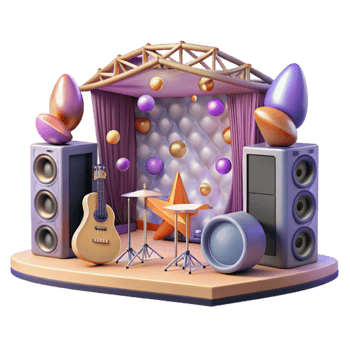 dramatic modern Concert Stage with Stage Manager Desk Isolated for Backstage Operations professional png
