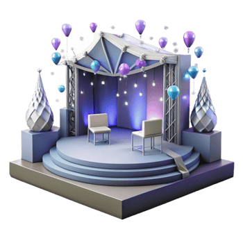 dramatic creative Concert Stage with Stage Manager Desk Isolated for Backstage Operations exclusive png