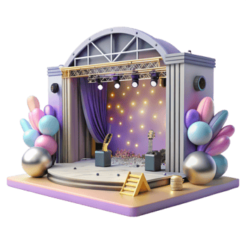 magnificent contemporary Concert Stage with Stage Manager Desk Isolated for Backstage Operations png