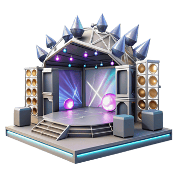 dramatic abstract Concert Stage with Stage Manager Desk Isolated for Backstage Operations high quality png