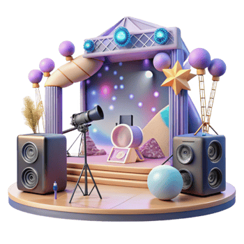 magnificent modern Concert Stage with Projectors and Screens Isolated for Visual Displays png
