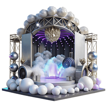 wonderful creative Concert Stage with White Smoke Cutout for Mysterious Atmosphere professional png