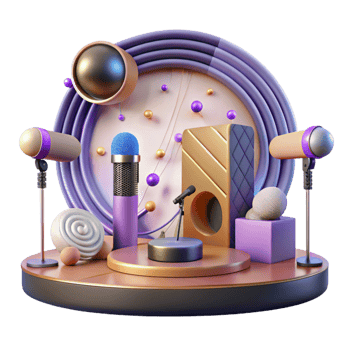 impressive minimalist Concert Stage with Wireless Microphones and Receivers Cutout for Audio Technology professional png
