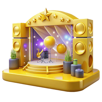 serene classic Concert Stage with Yellow Strobe Lights Cutout for Energetic Shows png