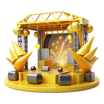 beautiful contemporary Concert Stage with Yellow Strobe Lights Cutout for Energetic Shows premium png