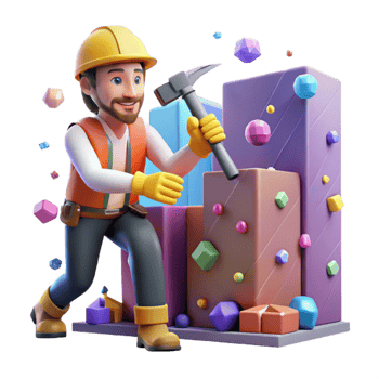 impressive abstract Construction Worker with Hammer Building Wall Isolated professional png