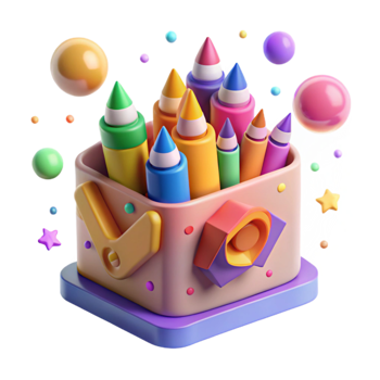 wonderful traditional Crayon Box with Colorful Crayons Art Supplies Cutout for Kids Activities premium png