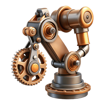 impressive traditional Steampunk robotic arm with intricate gears and pistons premium png