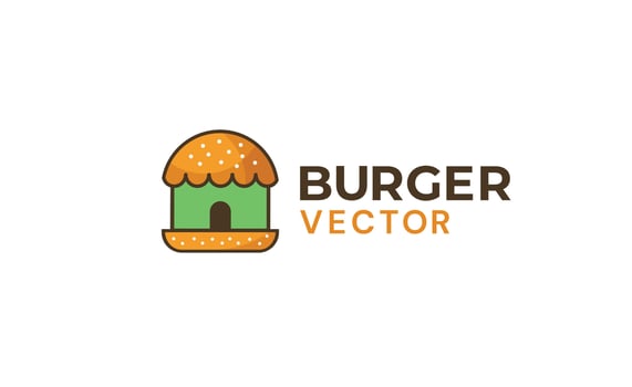 Delicious home burger shop logo design vector