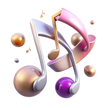 elegant artistic Curved Music Notes Transparent Background for Music Branding genuine png