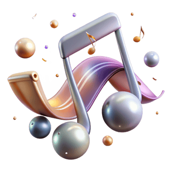 serene abstract Curved Music Notes Transparent Background for Music Branding original png