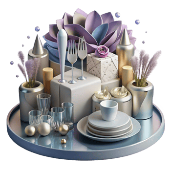 dramatic contemporary Cutlery Silverware Wedding Table Setting Transparent Background detailed png