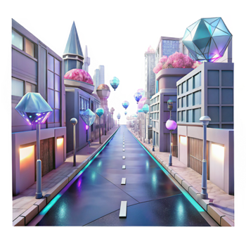 elegant creative Cyberpunk City Street Transparent for Urban Scenes authentic png