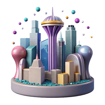 serene abstract Dallas Skyline Reunion Tower Cutout for Texas Tourism premium png