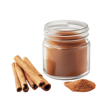 Cinnamon Powder in Glass Jar with Cinnamon Sticks Beside It Isolated on Transparent Background png