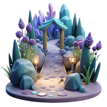 vibrant modern Enchanted Forest Path Isolated for Book Illustration authentic png