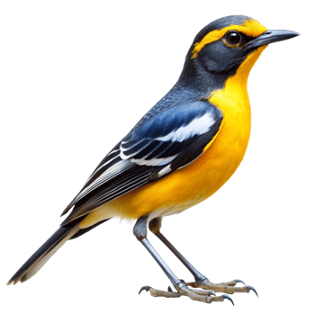 Stunning Closeup of a Vibrant Yellow and Blue Bird Against a Black Background png