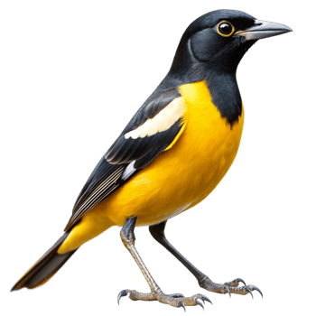 Stunning Closeup of a Yellow and Black Bird Against a Black Background png