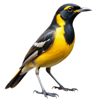 Spectacular Closeup of a Vibrant Yellow and Black Bird with Striking Features png