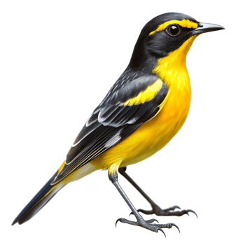 Vibrant Yellow and Black Bird Detailed Illustration png