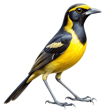 Stunning Illustration of a Yellow and Black Bird with Sharp Talons png