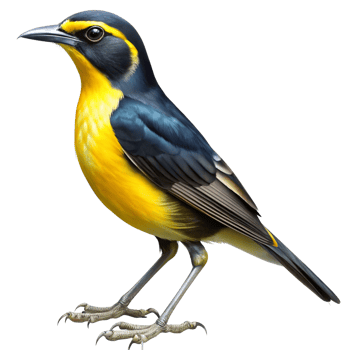 Stunning Illustration of a Yellowbreasted Bird with Striking Black and Blue Feathers png