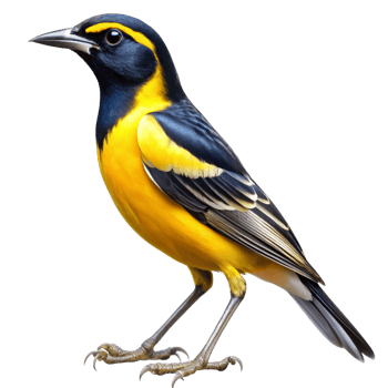 Spectacular Yellow and Black Bird on Black Background Wildlife Photography png