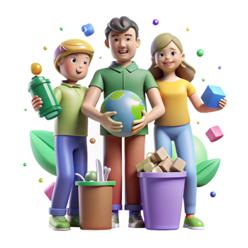 wonderful vintage Family Recycling Together Eco Conscious Family Isolated png