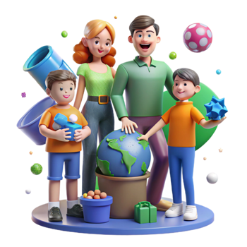 wonderful classic Family Recycling Together Eco Conscious Family Isolated exclusive png