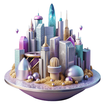 magnificent artistic Fantasy City Skyline Isolated for Urban Design genuine png