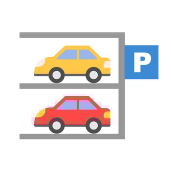 Flat design multistory parking lot icon. vector