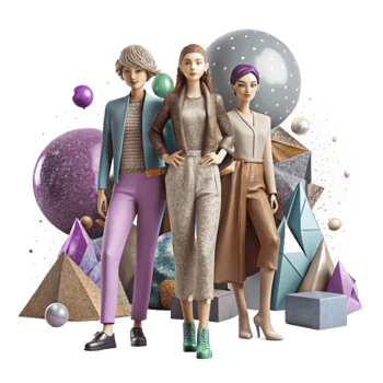 stunning abstract Fashion Model Group Shot Cutout for Social Media png
