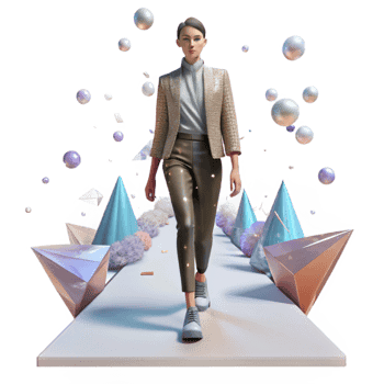 serene contemporary Fashion Model Runway Walk Isolated for Fashion Events detailed png