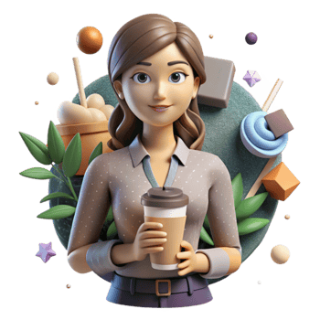 impressive classic Female Model with Coffee Cutout for Lifestyle s detailed png