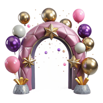 serene abstract Festive Balloon Arch with Lights Isolated for Party Graphics premium png