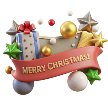 vibrant classic Festive Banner Merry Christmas Text Isolated for Web Banners genuine png