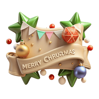 magnificent rustic Festive Banner Merry Christmas Text Isolated for Web Banners png