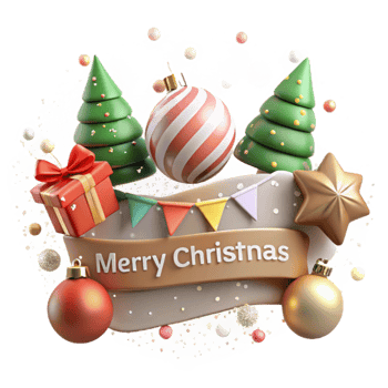 magnificent rustic Festive Banner Merry Christmas Text Isolated for Web Banners premium png